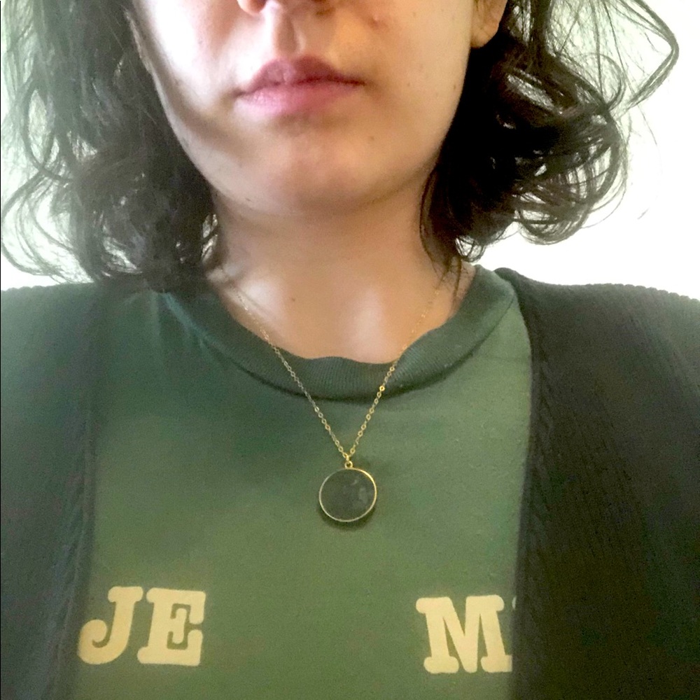 moss agate necklace with gold chain
